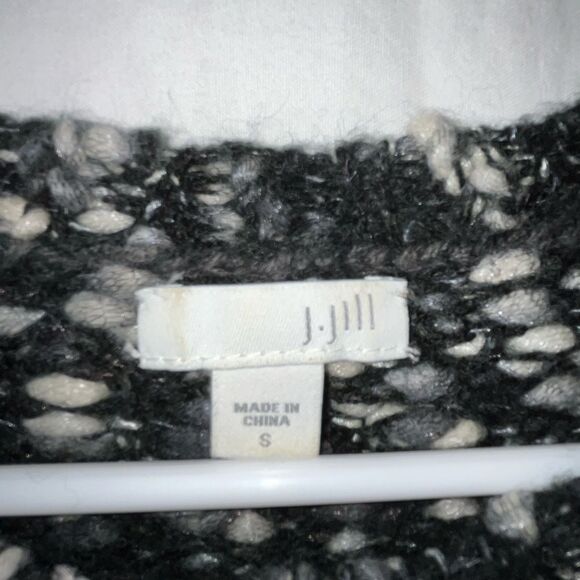J. Jill Black and White Wool Knit Crew Neck Sweater- Women Small - Picture 4 of 7